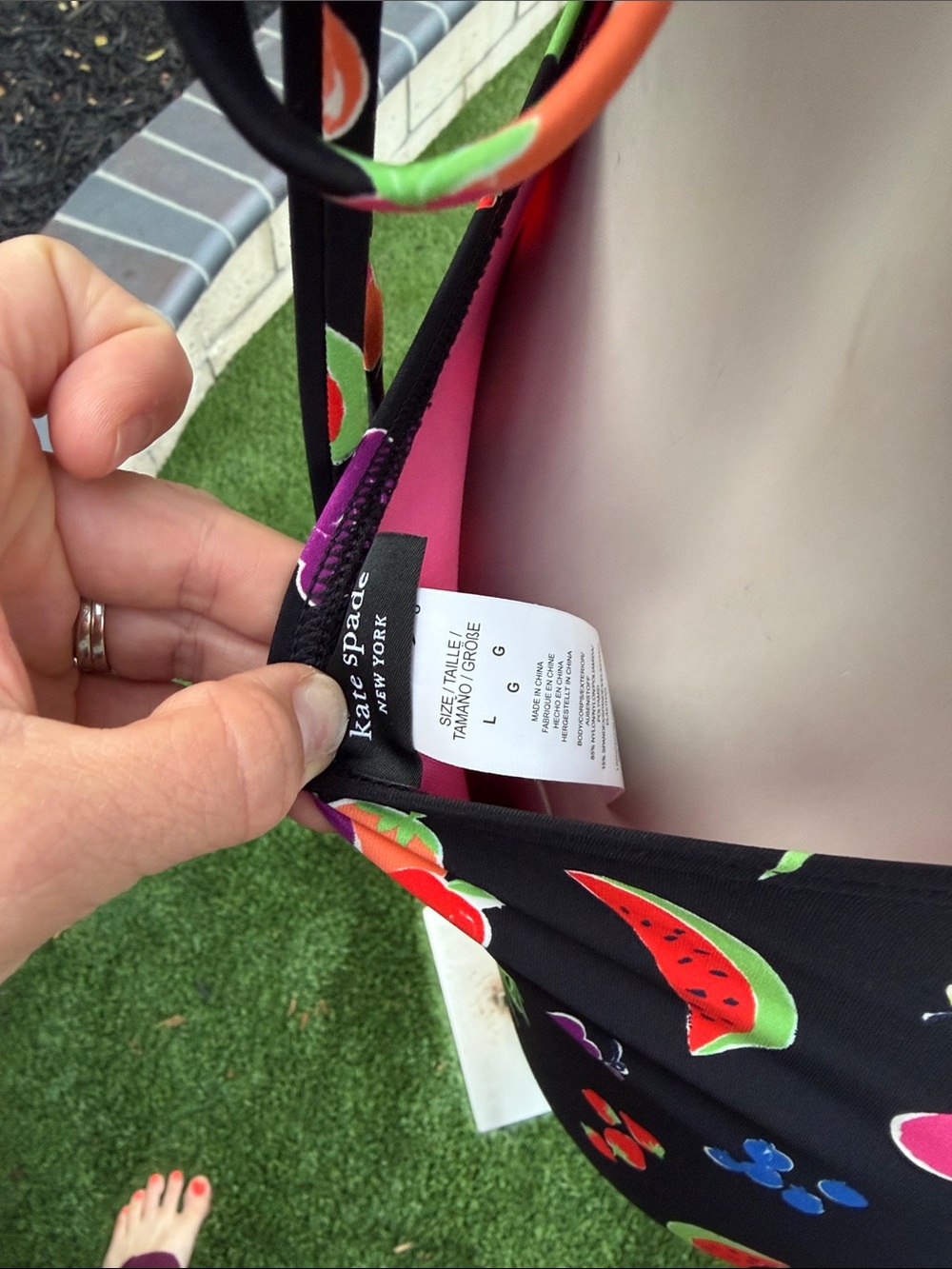 kate spade Black One-Piece Swimsuit with Neon Fruit Print - Picture 7 of 8